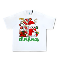 White My 1st. Christmas with cute snowman Urban Heavy Tee - NancyCooperArtShop
