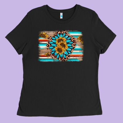 Gemstone Sunflower Background Ladies Tee Designed By Adodesignshop