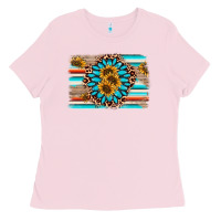 Bubblegum Pink gemstone sunflower background Ladies Tee - AdoDesignShop