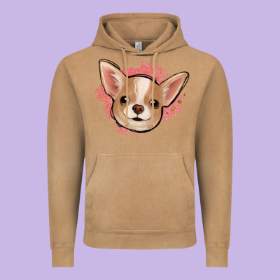Chihuahua Pink Glitter Vintage Hoodie Designed By Jasminsmagicworld