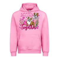 Fuchsia Pink Be Mine Valentine Dog Urban Hoodie - CowhideDigitalArt
