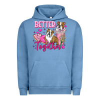Pigment Pebble Blue Be Mine Valentine Dog Urban Hoodie - CowhideDigitalArt