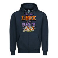 Navy for the love of the game basketball Zipper Hoodie - HowdyJamesFarm