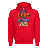 Red for the love of the game basketball Zipper Hoodie - HowdyJamesFarm