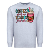 Heather Grey coffee gives me teacher powers Premium Sweatshirt - OliviaCreatesArt