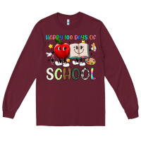 Burgundy happy 100 days of school Long Sleeve Tee - Artiststas