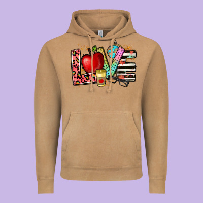 Love Teacher Vintage Hoodie Designed By Nancycooperartshop