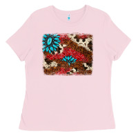 Bubblegum Pink gemstone cowhide background Ladies Tee - AdoDesignShop