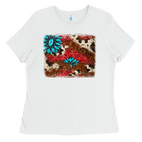 White gemstone cowhide background Ladies Tee - AdoDesignShop