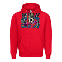 Red Game day soccer Zipper Hoodie - HowdyJamesFarm