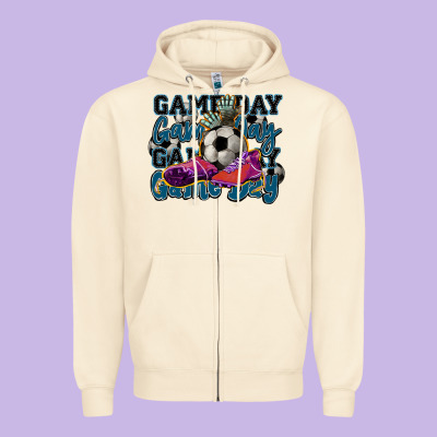 Game Day Soccer Zipper Hoodie Designed By Howdyjamesfarm