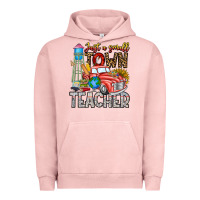 Pigment Salmon Just a Small Town Teacher Urban Hoodie - CowhideDigitalArt