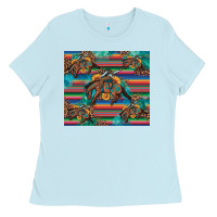Baby Blue bucking bronco serape turquoise Ladies Tee - Artiststas