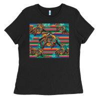 Black bucking bronco serape turquoise Ladies Tee - Artiststas