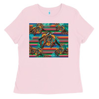 Bubblegum Pink bucking bronco serape turquoise Ladies Tee - Artiststas