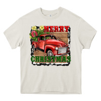 Cream merry christmas with truck Heavy Core Tee - AdoDesignShop