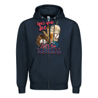 Navy Grab your joe lets go baseball Zipper Hoodie - HowdyJamesFarm