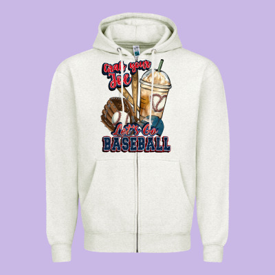 Grab Your Joe Lets Go Baseball Zipper Hoodie Designed By Howdyjamesfarm