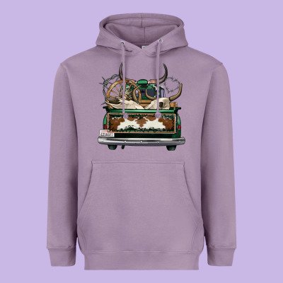 Cowhide And Hunter Truck Olivia Heavyweight Hoodie Designed By Oliviacreatesart