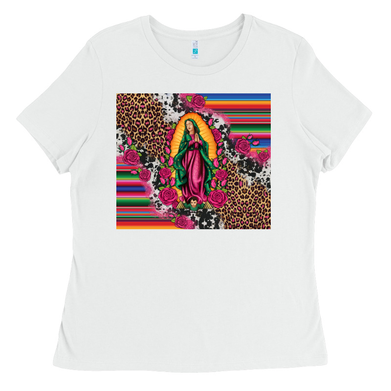 Our Lady Of Guadalupe Serape Background Tumbler Ladies Tee by Artiststas | Teevron