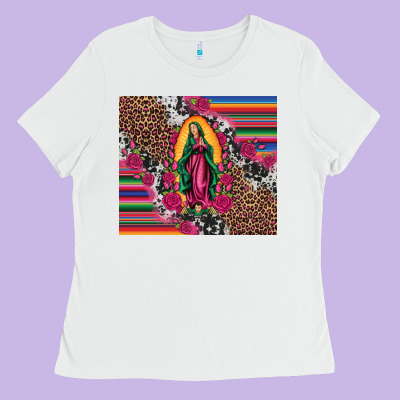 Our Lady Of Guadalupe Serape Background Tumbler Ladies Tee Designed By Artiststas