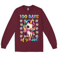 Burgundy 100 days of school unicorn Long Sleeve Tee - Artiststas