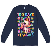Navy 100 days of school unicorn Long Sleeve Tee - Artiststas