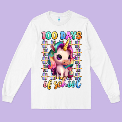 100 Days Of School Unicorn Long Sleeve Tee Designed By Artiststas