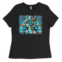Black cross gemstone background Ladies Tee - AdoDesignShop