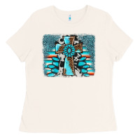 Bone cross gemstone background Ladies Tee - AdoDesignShop