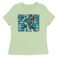 Matcha cross gemstone background Ladies Tee - AdoDesignShop
