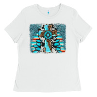 White cross gemstone background Ladies Tee - AdoDesignShop