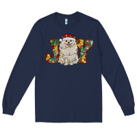 Navy pomeranian christmas joy Long Sleeve Tee - RanaPortraitStore