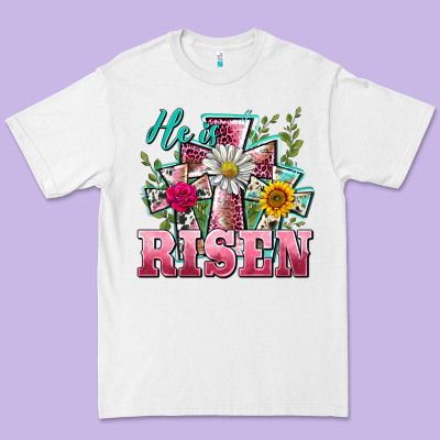 He Is Risen Cross Easter Premium Tee Designed By Barkaloodesign
