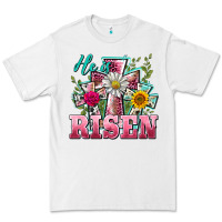 White he is risen cross easter Premium Tee - BarkalooDesign