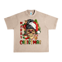 French Oak Merry Christmas skeleton messy bun Urban Heavy Tee - NancyCooperArtShop