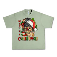 Oil Green Merry Christmas skeleton messy bun Urban Heavy Tee - NancyCooperArtShop