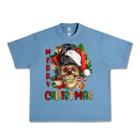 Pebble Blue Merry Christmas skeleton messy bun Urban Heavy Tee - NancyCooperArtShop