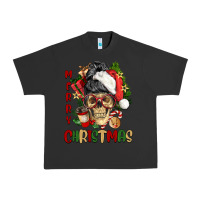 Pigment Black Merry Christmas skeleton messy bun Urban Heavy Tee - NancyCooperArtShop