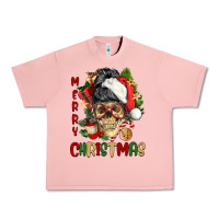 Salmon Merry Christmas skeleton messy bun Urban Heavy Tee - NancyCooperArtShop