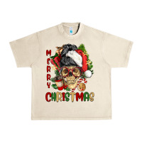 Sandshell Merry Christmas skeleton messy bun Urban Heavy Tee - NancyCooperArtShop