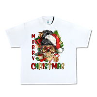 White Merry Christmas skeleton messy bun Urban Heavy Tee - NancyCooperArtShop