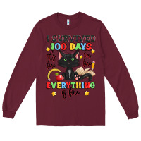 Burgundy i survived 100 days it's fine i'm fine Long Sleeve Tee - Artiststas