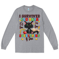 Heather Grey i survived 100 days it's fine i'm fine Long Sleeve Tee - Artiststas