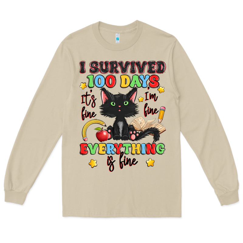 I Survived 100 Days It's Fine I'm Fine Long Sleeve Tee by Artiststas | Teevron