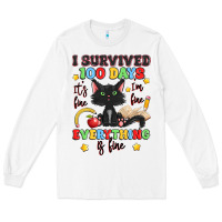 White i survived 100 days it's fine i'm fine Long Sleeve Tee - Artiststas