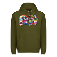 Army Green lgbtq coffee cups Premium Hoodie - HowdyJamesFarm