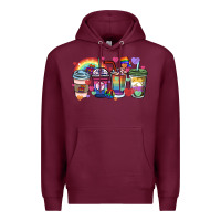 Burgundy lgbtq coffee cups Premium Hoodie - HowdyJamesFarm