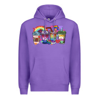 Purple lgbtq coffee cups Premium Hoodie - HowdyJamesFarm