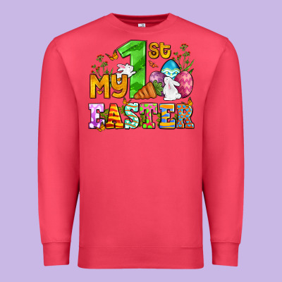 Easter Day My First Easter With Eggs And Rabbits Premium Sweatshirt Designed By Oliviacreatesart